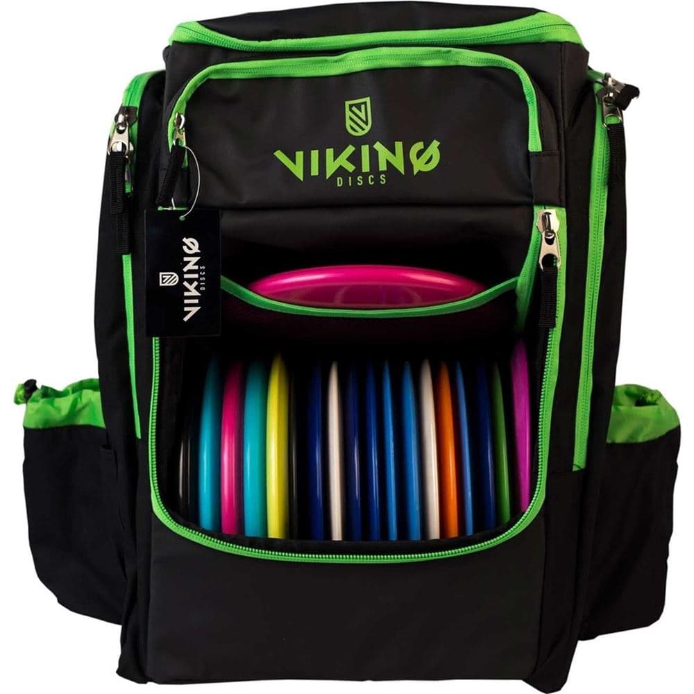 Viking Discs Tour Bag Frisbeegolfreppu - Musta/Lime