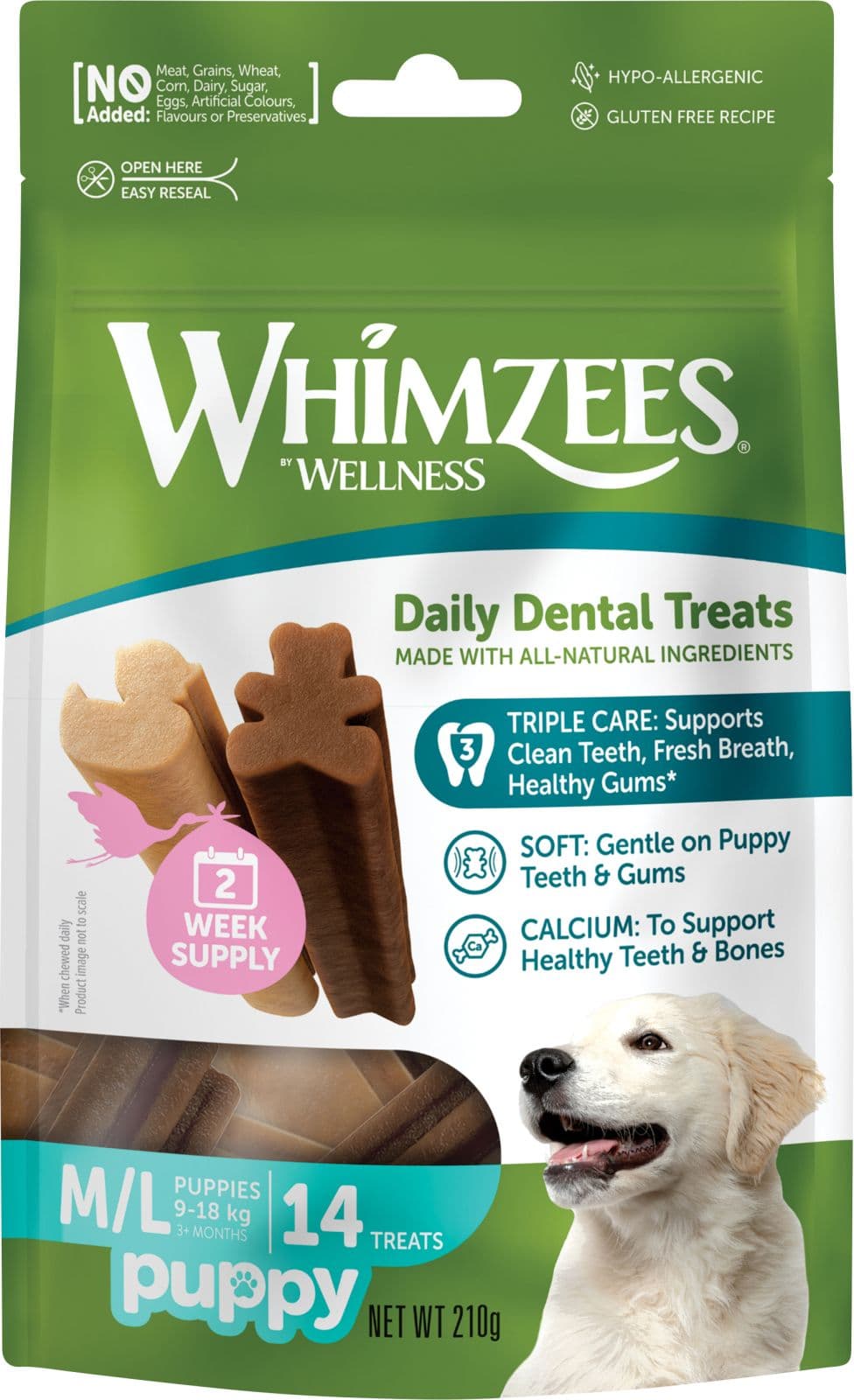 Whimzees Puppy hammashoitoherkku, M/L, 14 kpl, 210 g