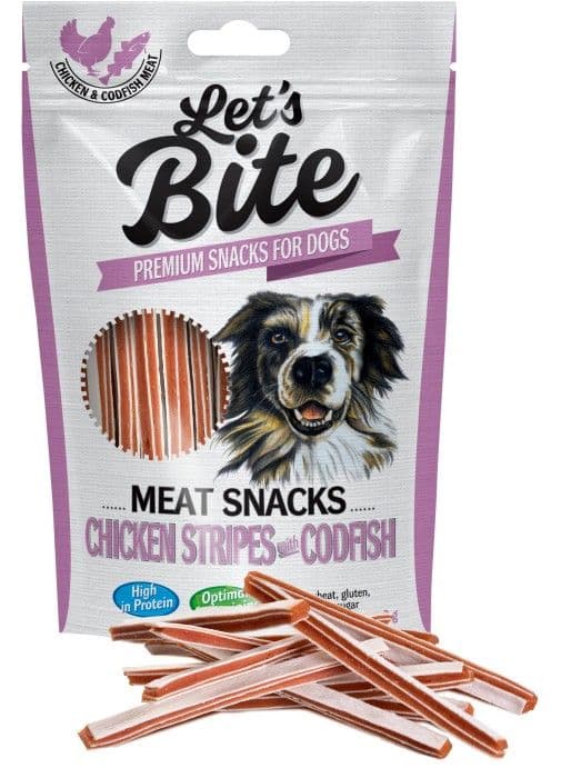 Let's Bite Lets Bite Meat Snacks Chicken Stripes with Codfish 80 g