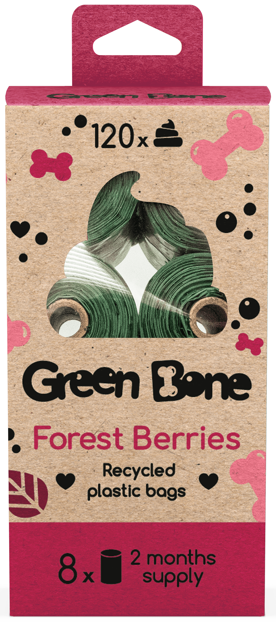Green Bone Forest koirankakkapussit, 8 rullaa, 120 kpl