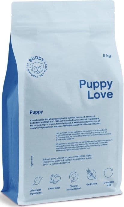 Buddy Puppy Love pentujen kuivaruoka, 5 kg