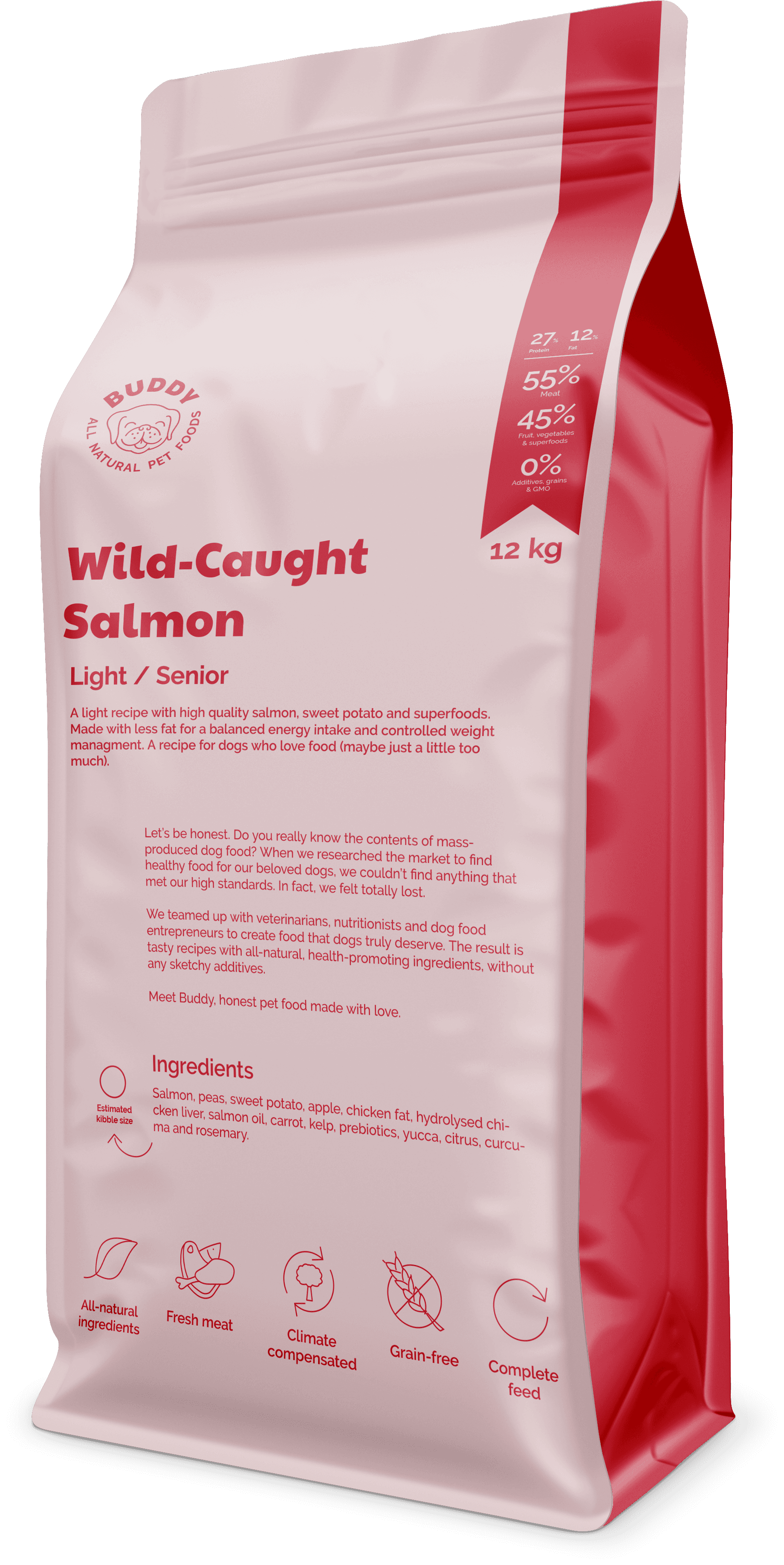 Buddy Wild Caught Salmon kuivaruoka, 12 kg