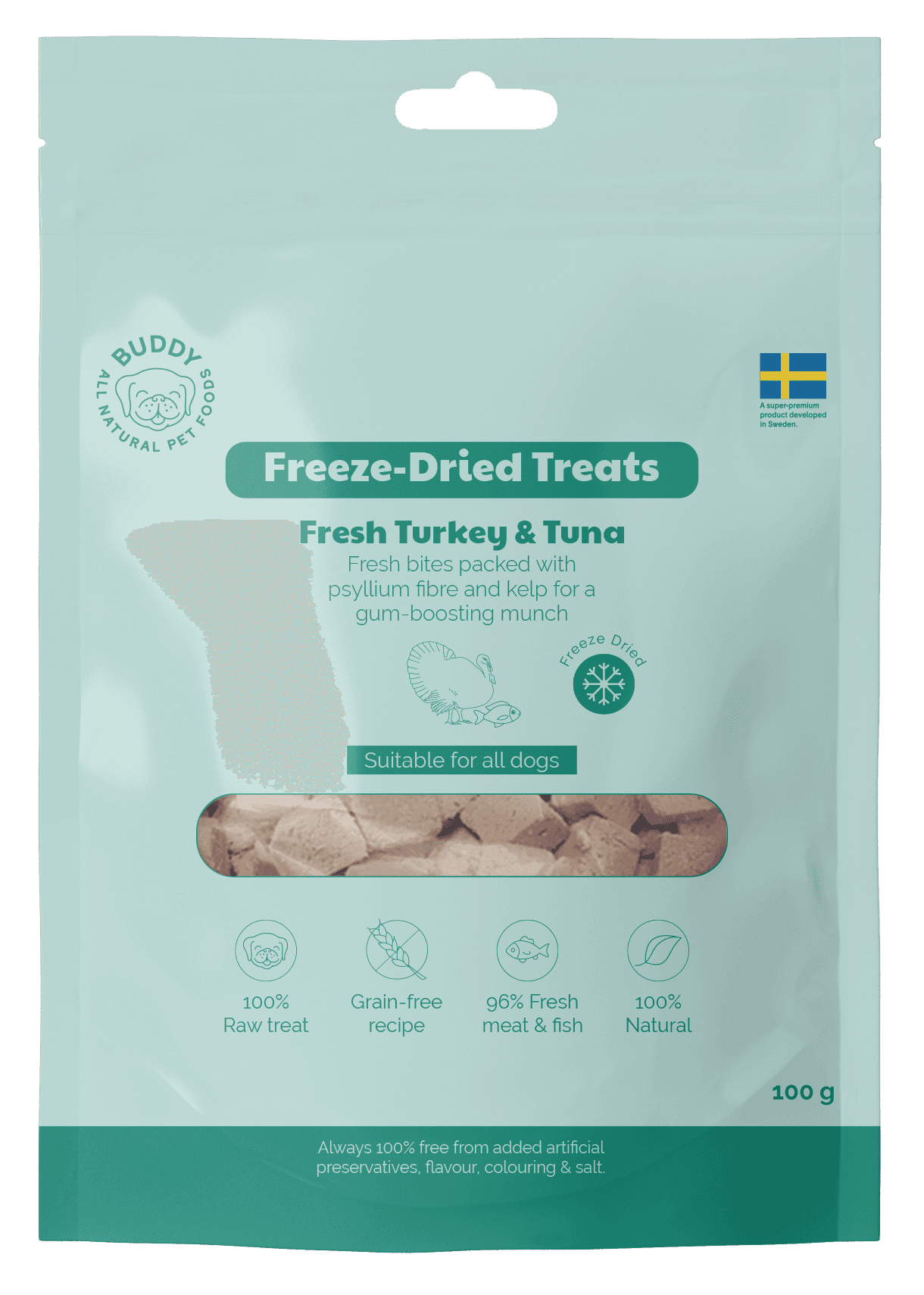 Buddy Freeze Dried Treat Raw Turkey & Tuna 100g makupalat