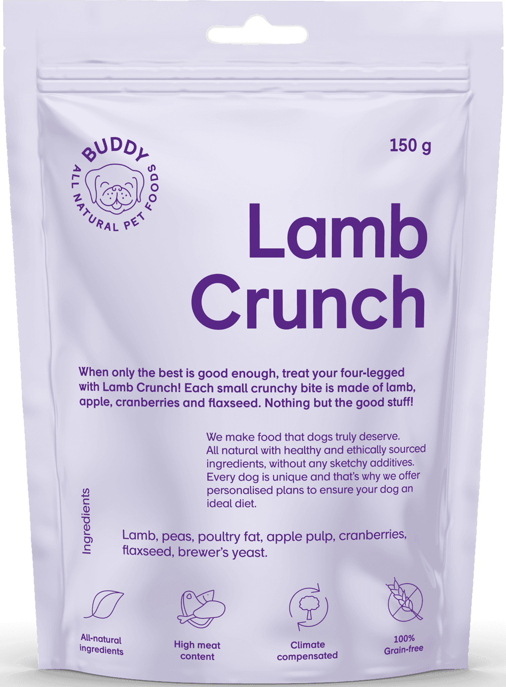 Buddy Crunchy Snack makupala lammas/karpalo, 150 g