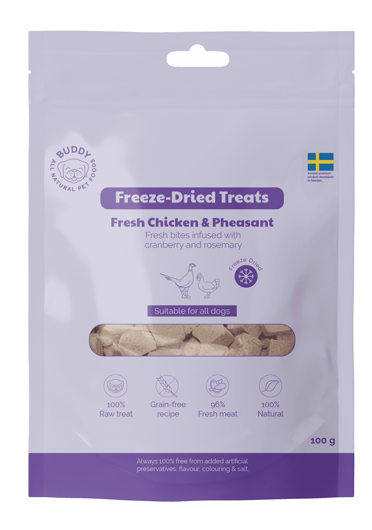 Buddy Freeze Dried Treats Raw Chicken & Phaesant 100g makupalat