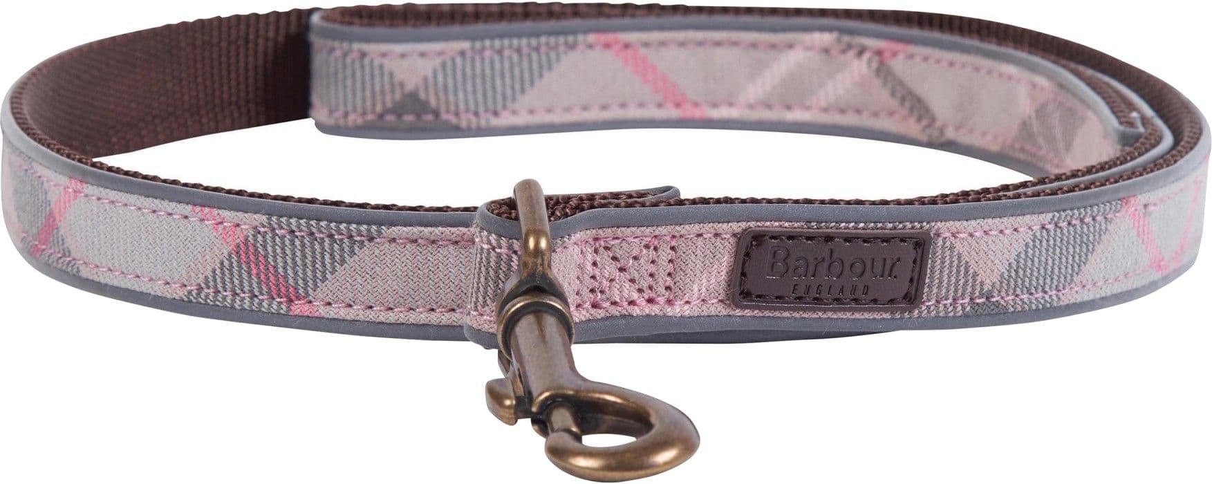 Barbour Reflective koiran talutushihna, Harmaanruskea (Taupe) / Pink Tartan