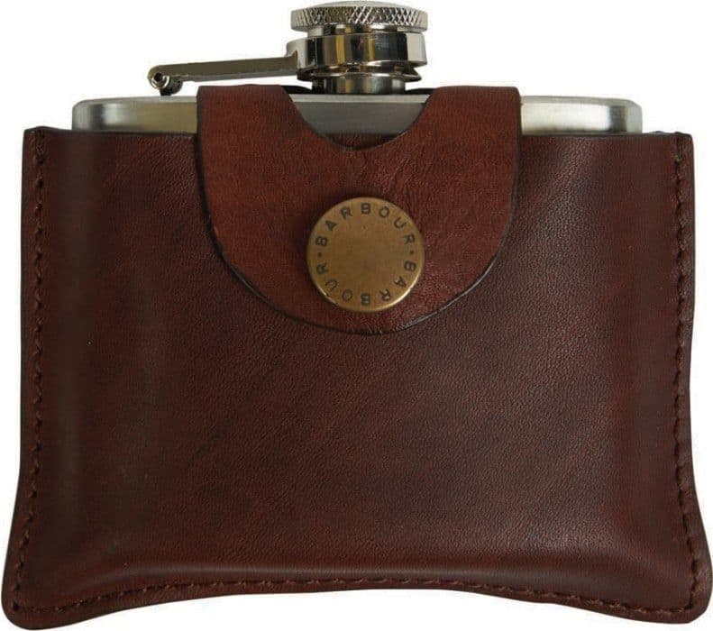 Barbour 4oz Hinged Hipflask -taskumatti, ruskea