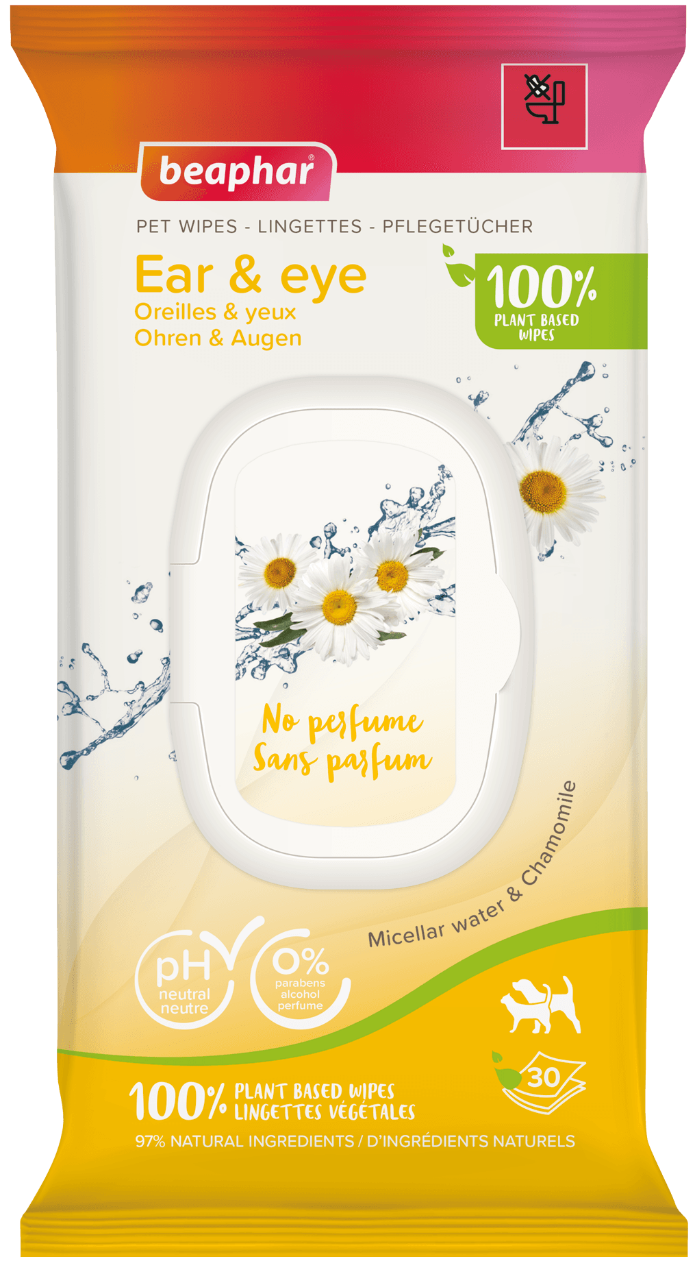 Beaphar BIO Pet Wipes kosteat pyyhkeet silmille ja korville, 30 kpl