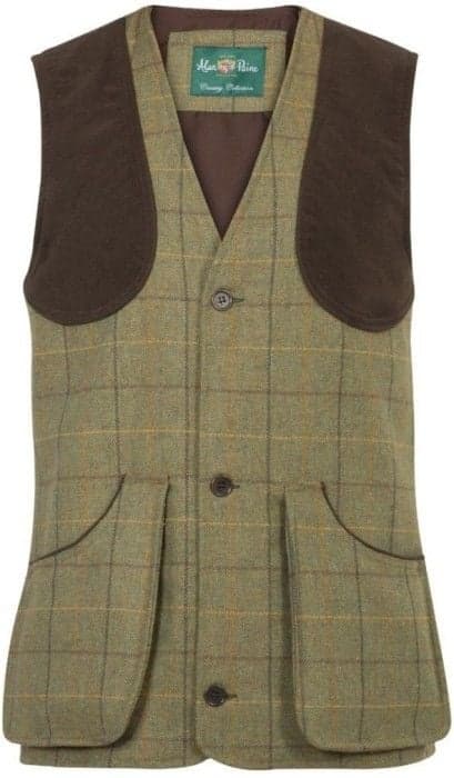 Alan Paine M's Rutland Tweed Shooting Waistcoat Tumma sammalenvihreä (Dark Moss)