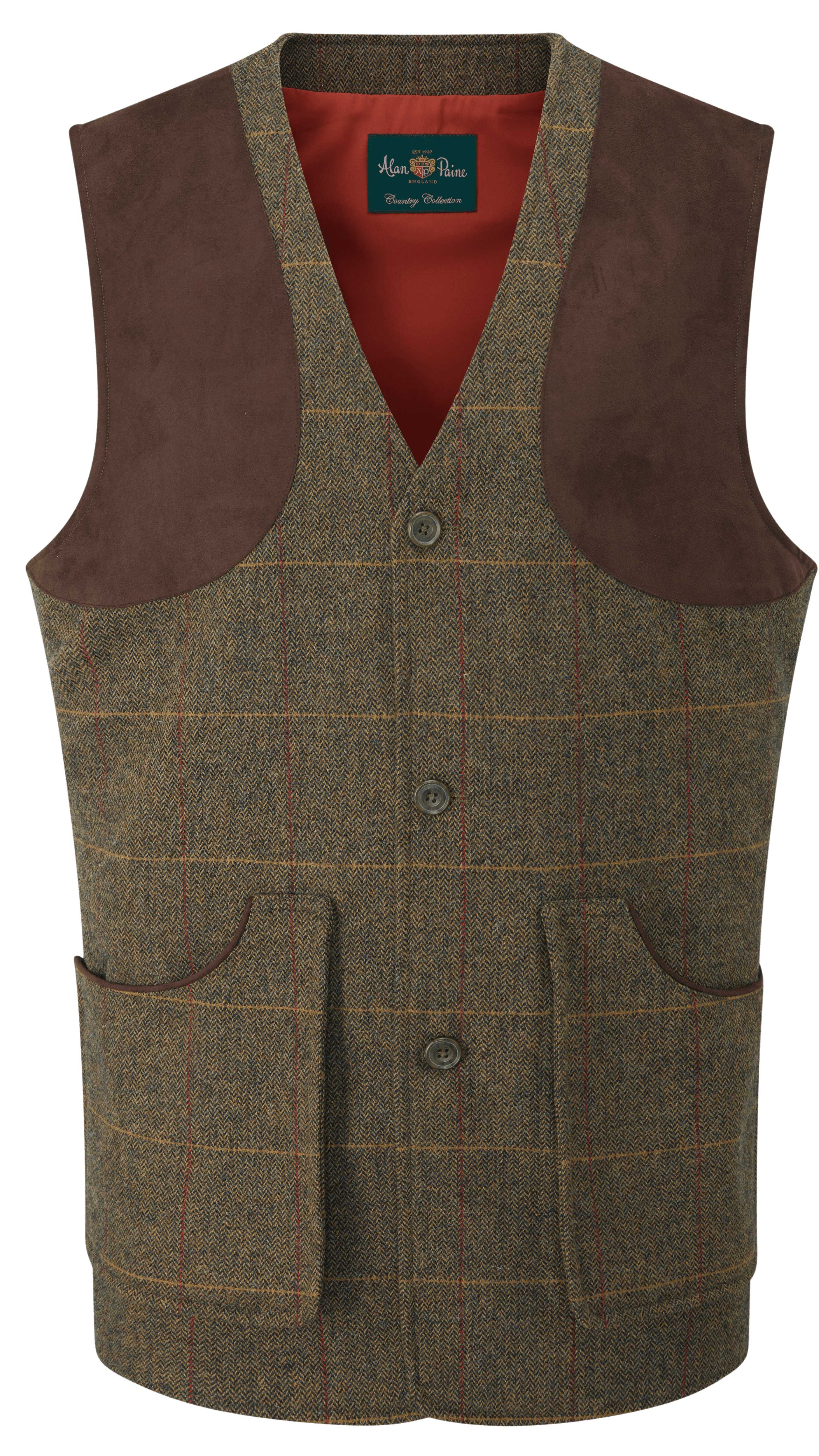 Alan Paine Combrook Tweed Shooting Waistcoat ampumaliivi, Teak