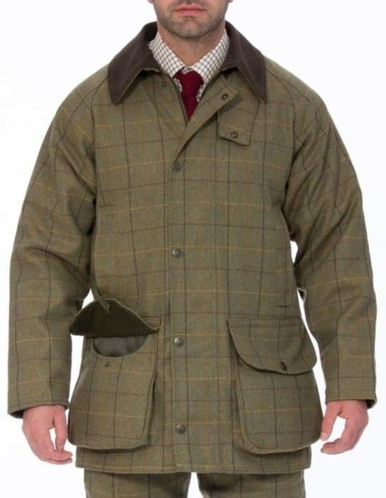 Alan Paine M's Rutland Waterproof Tweed Shooting Coat Tumma sammalenvihreä (Dark Moss)