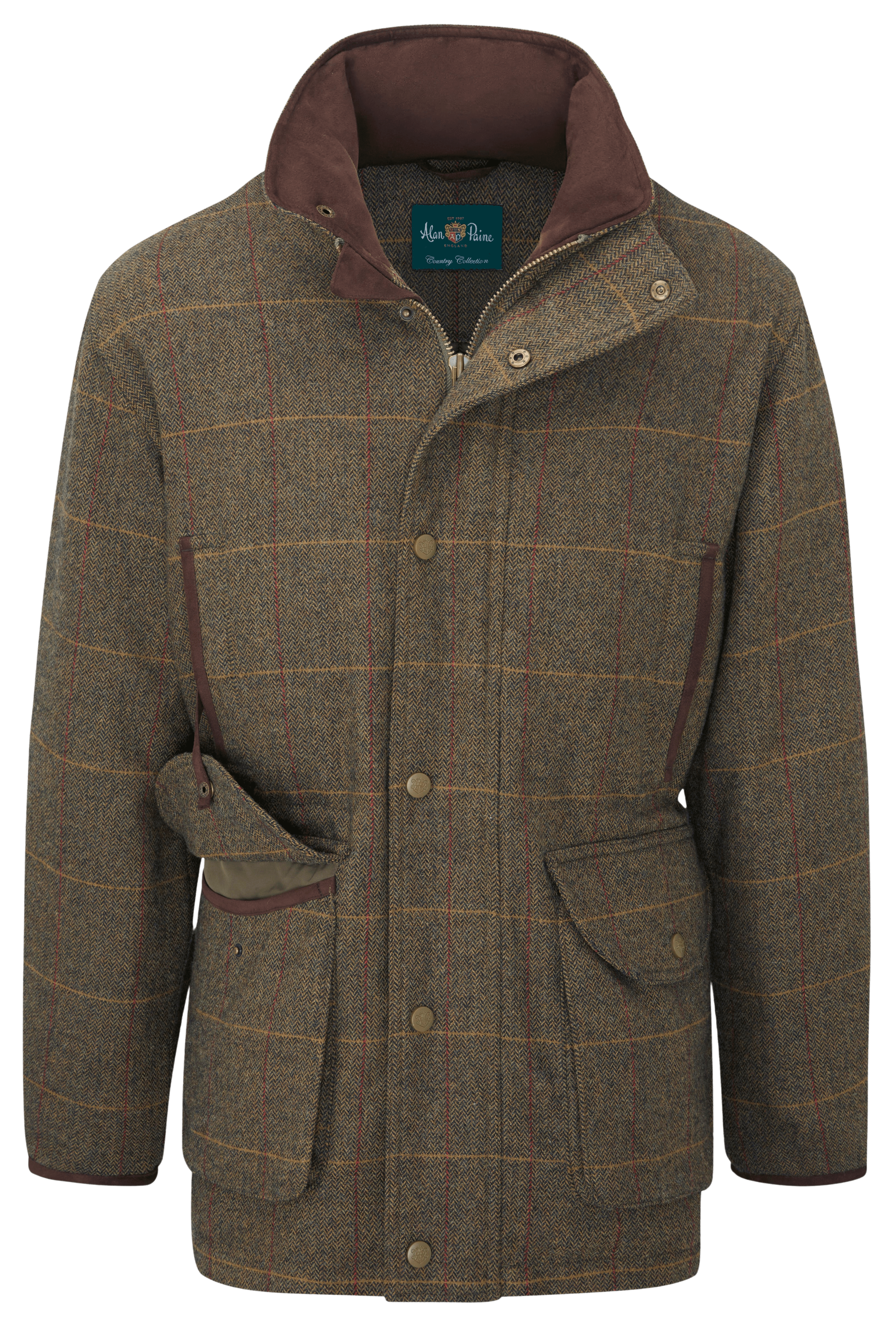 Alan Paine Combrook Waterproof Tweed Shooting Field Coat takki, Teak
