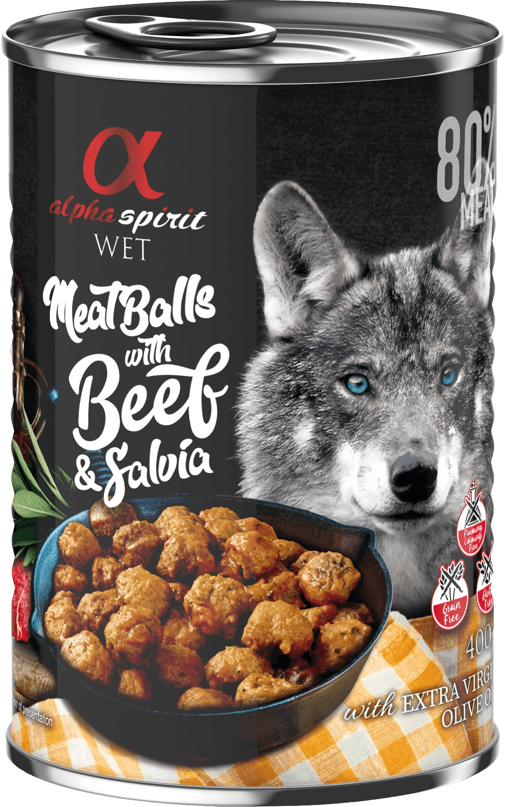 Alpha Spirit Meat Balls with Beef and Salvia märkäruoka, 400 g
