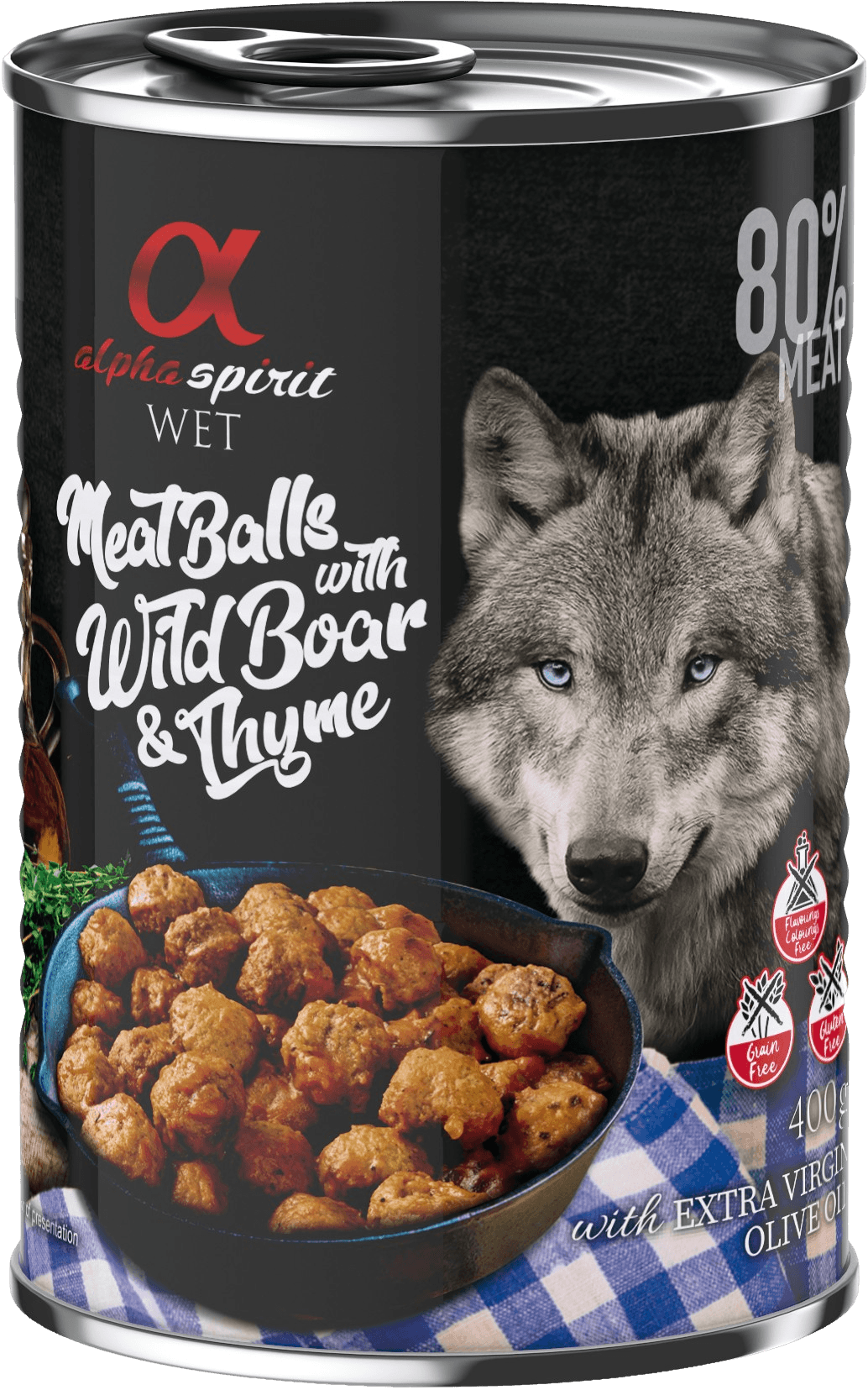 Alpha Spirit Meat Balls with Wild Boar and Thyme märkäruoka, 400 g