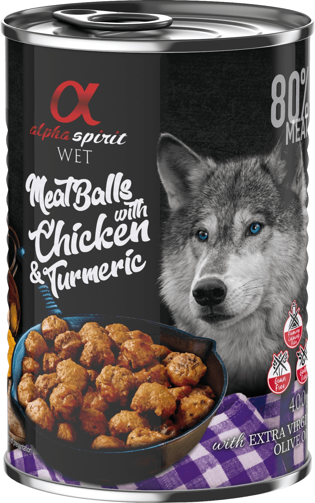 Alpha Spirit Meat Balls with Chicken and Turmeric märkäruoka, 400 g
