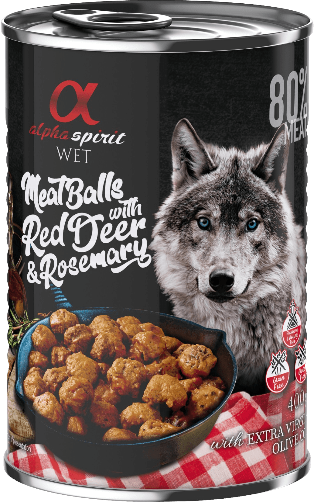 Alpha Spirit Meat Balls with Red Deer and Rosemary märkäruoka, 400 g