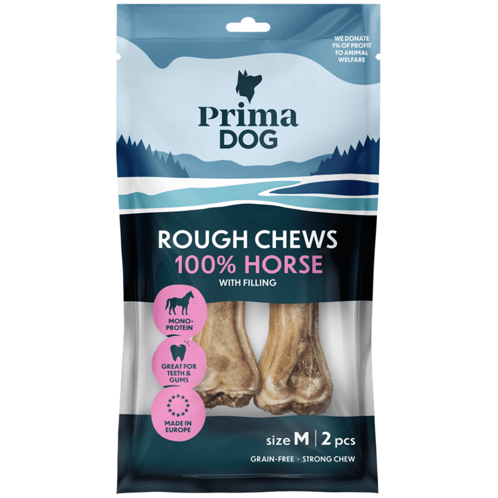 PrimaDog Rough Chews hevostäytteinen puruluu M 12 cm 100 g