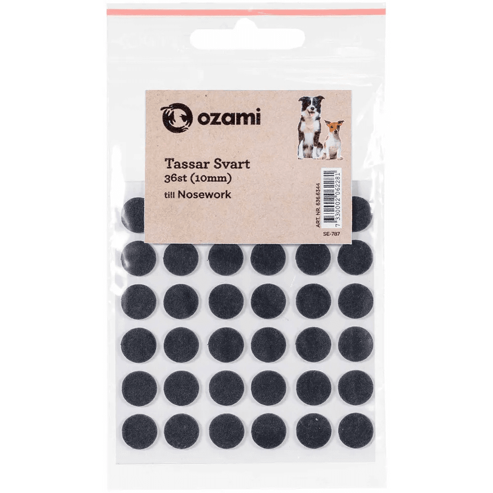 Ozami Nosework-huopatassut, musta 10 mm, 36 kpl