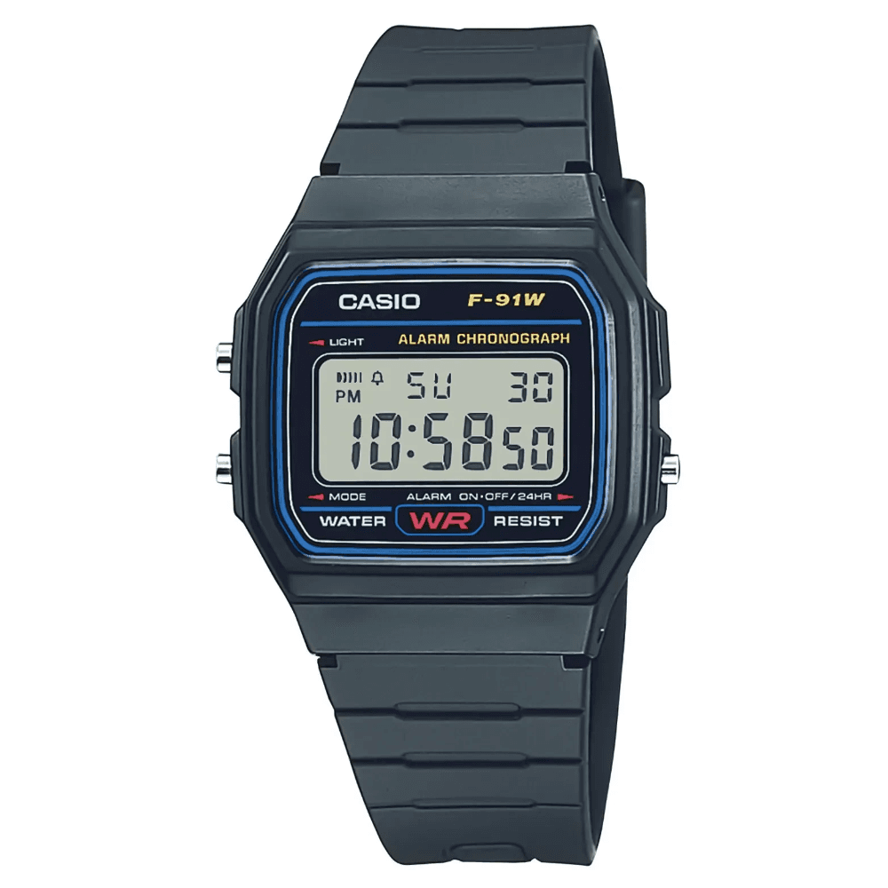 Casio M's Timeless Collection F-91W-1Yeg Musta