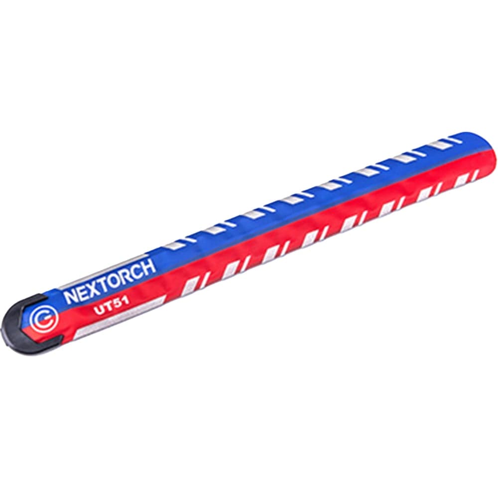 Nextorch UT51L vilkkuva ranneke, 150 mAh, ladattava, punainen/sininen, 458 × 38 × 10 mm