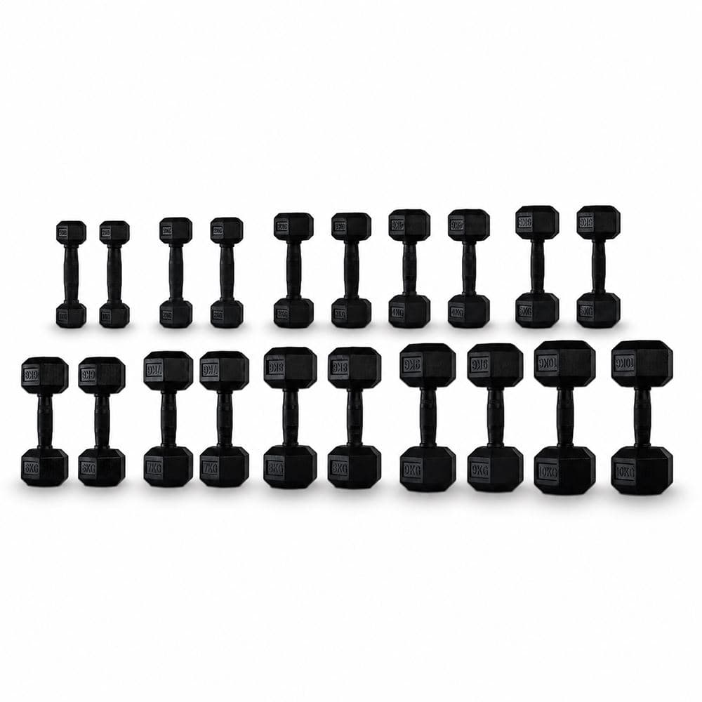 Master Fitness Rubber Coated Hex -käsipainosarja 1–10 kg