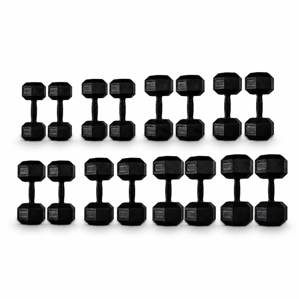 Master Fitness Rubber Coated Hex -käsipainosarja 12,5–30 kg