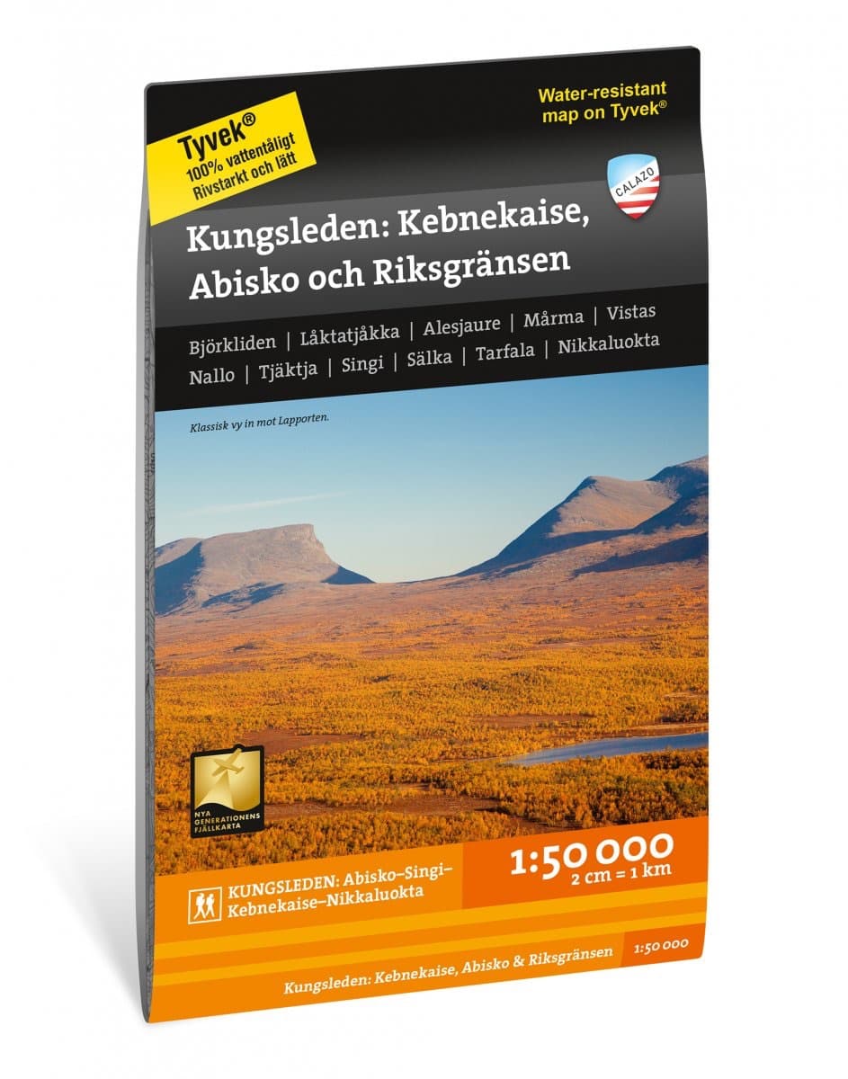 Calazo Kungsleden: Kebnekaise, Abisko och Riksgränsen. retkeilykartta