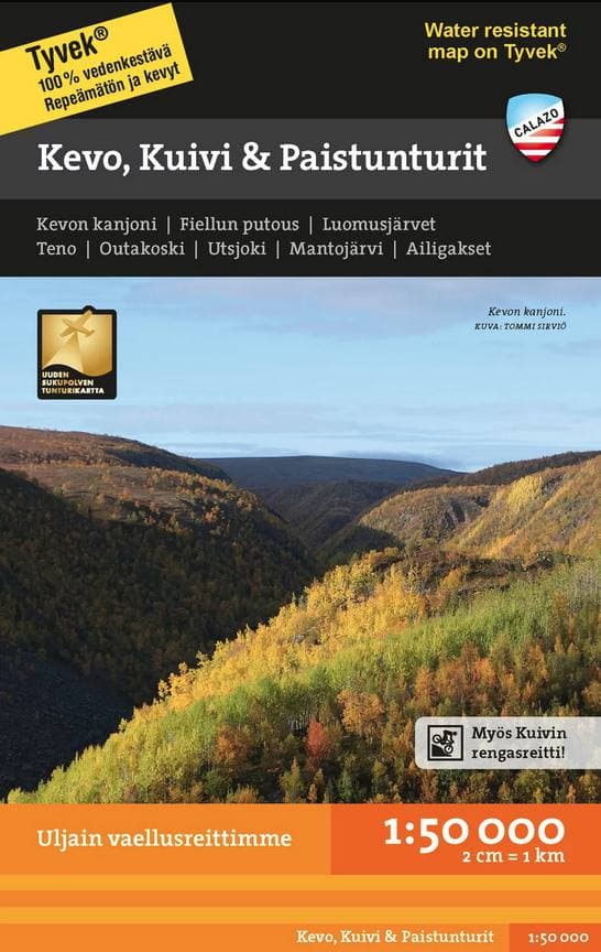 Calazo Kevo, Kuivi & Paistunturi Tyvek retkeilykartta, suomi