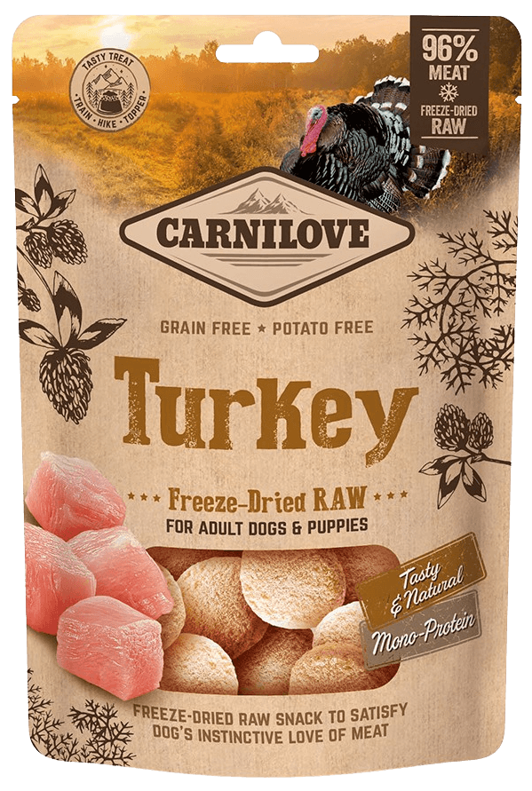 Carnilove Freeze-Dried Raw Snacks Turkey pakastekuivattuja koirien herkkuja, 60g