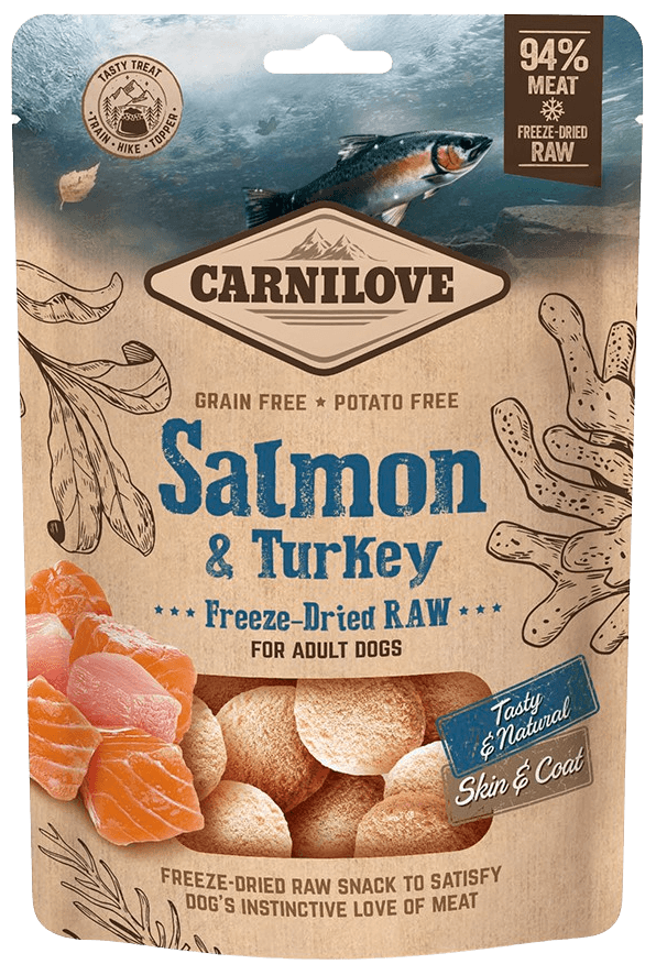 Carnilove Freeze-Dried Raw Snacks Salmon & Turkey pakastekuivattuja herkkuja, 60g