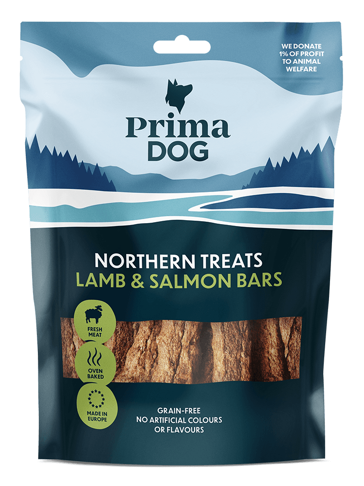 PrimaDog Northern Treats Lamm-Lax Bar makupalat, 150g