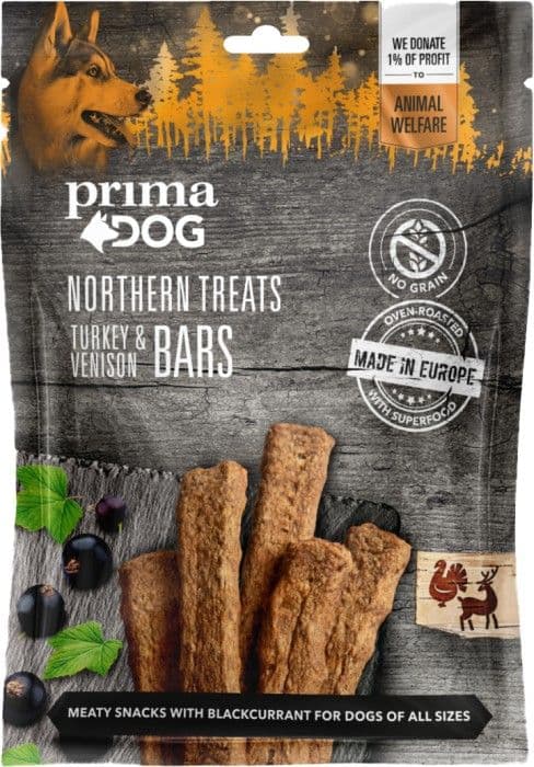 PrimaDog Prima Northern Treats Kalkkuna-peuratanko -koiranherkku 80 G