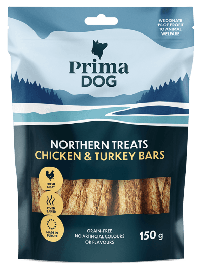 PrimaDog Northern Treats Kyckling-Kalkon Bar makupalat, 150g