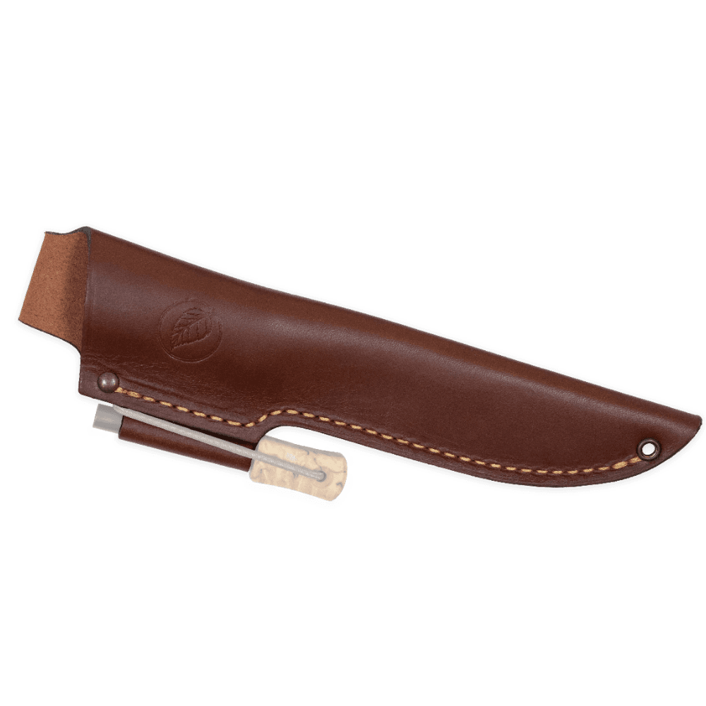 Casström No.14 Bushcraft Fodral Swedish Forest Knife puukon ja tulusraudan tuppi, Cognac