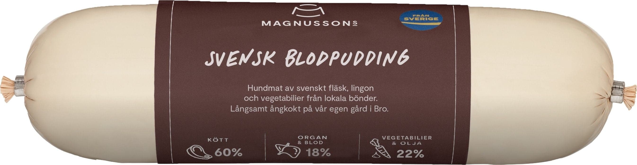 Magnusson Petfood Magnussons Ångkokta höyrykypsennetty ruotsalainen verimakkara