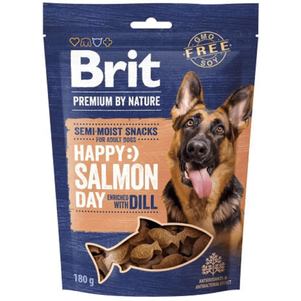 Brit Premium by Nature Puolikosteat makupalat lohi & tilli, 180 g
