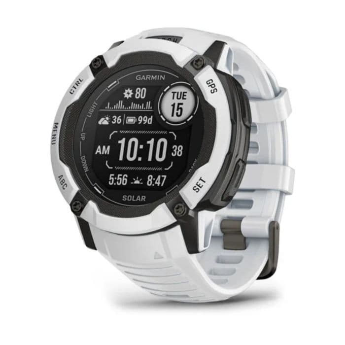 Garmin Instinct 2X Solar GPS-urheilukello (≈51 mm) Valkoinen — aurinkoladattava, kestävä, rannesykemittari, monilajitoiminnot, juoksuun