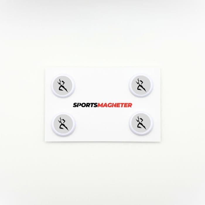 SportsMagneter juoksunumeromagneetti 4 kpl, koko: Yksi koko, väri: Valkoinen/Musta – täydellinen juoksijoille numerolappujen kiinnittämiseen