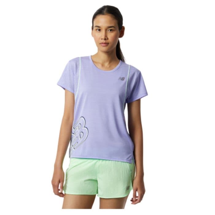 New Balance Printed Fast Flight Short Sleeve K. XS Violetti Naiset