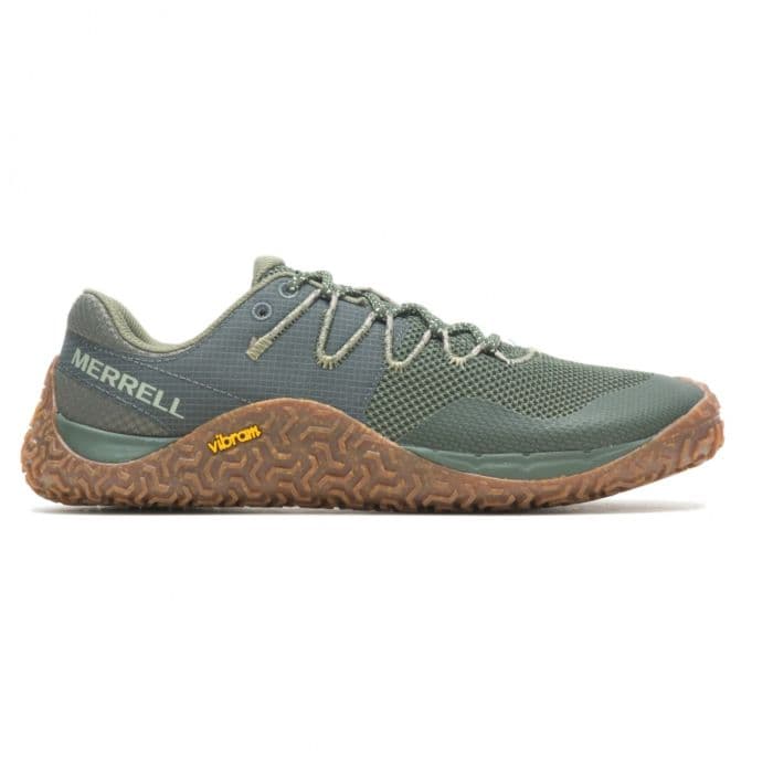 Merrell Trail Glove 7 minimalistiset trailrunning-kengät, vihreä, koko 47, hengittävä päällinen ja erinomainen pito.